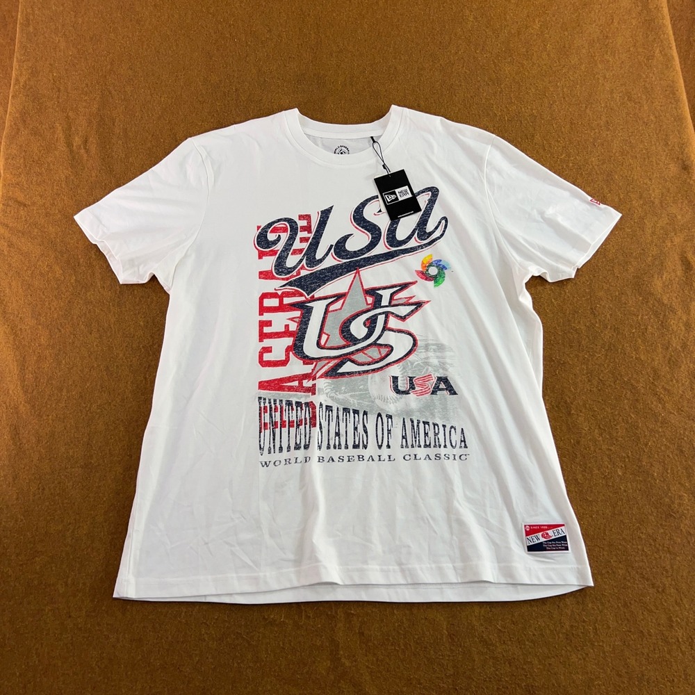 New Era Mens 2XL White World Baseball Classic USA Graphic T-Shirt NWT